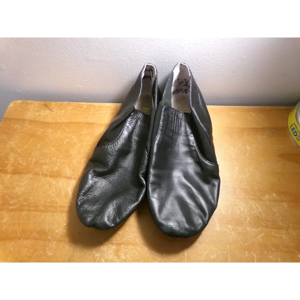Pre-Owned Dance Jazz Shoes Bloch 5.5M Adult Black Leather Slip On Split Sole